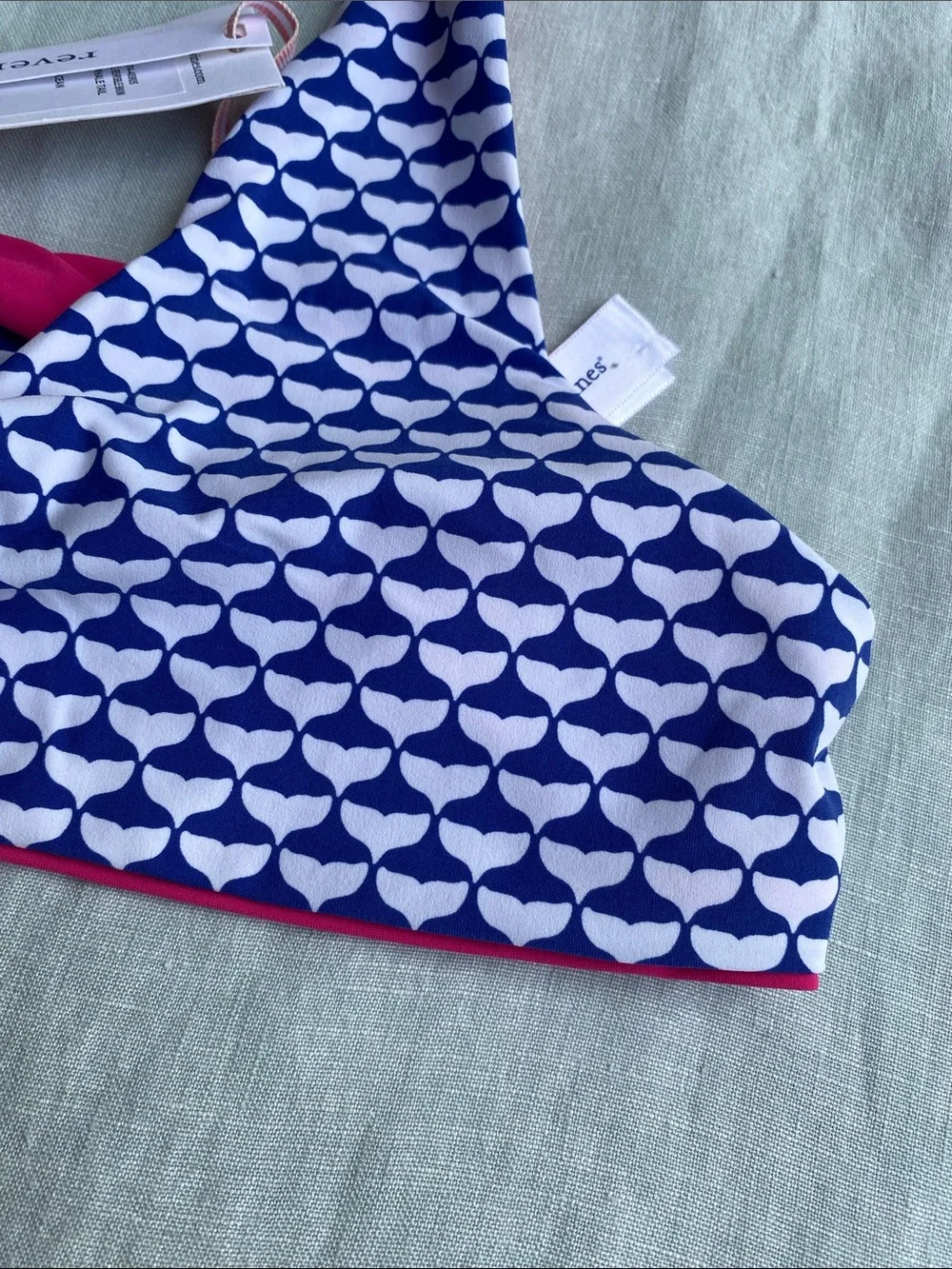 NWT Vineyard Vines pink blue whale reversible halter bikini top